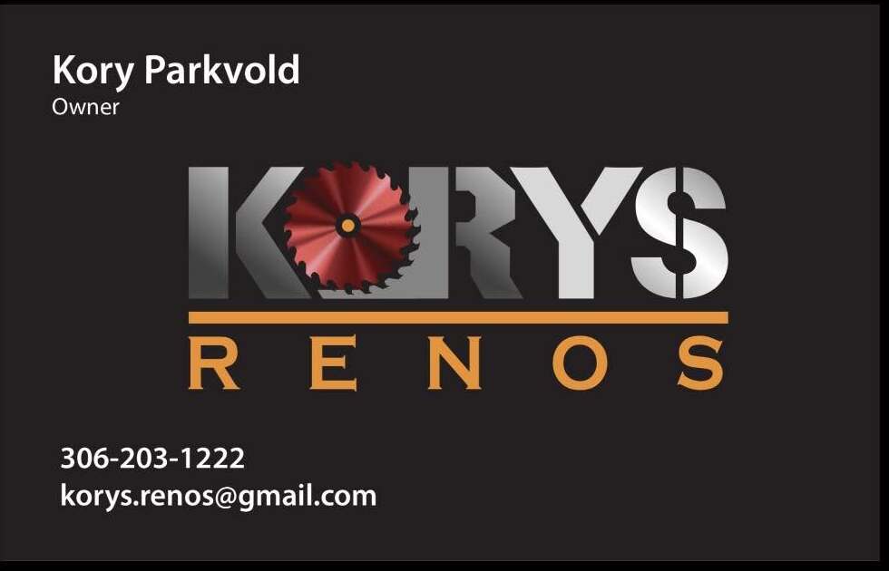 Kory's Renos business card