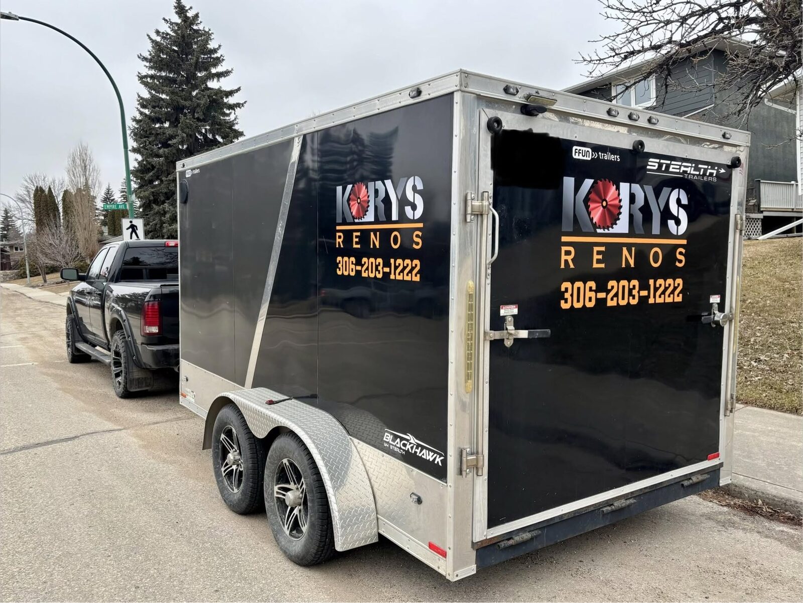 Kory's Renos trailer on a job site